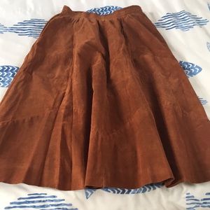 Vintage Suede Midi Skirt , Fully lined, Sz. S